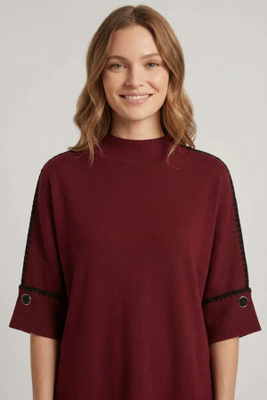 Red | Contrast Trim 3/4 Sleeve Jumper