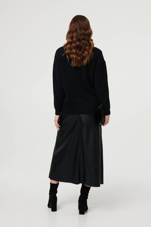 Black | Embroidered Print Drop Shoulder Jumper