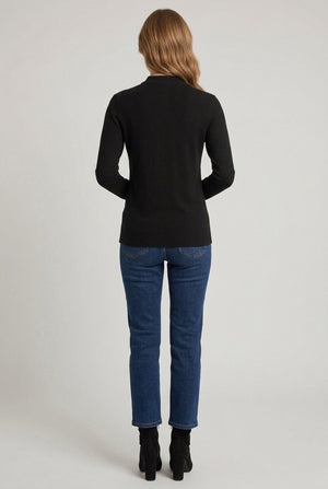 Black | Embellished High Neck Slim Fitted Jumper