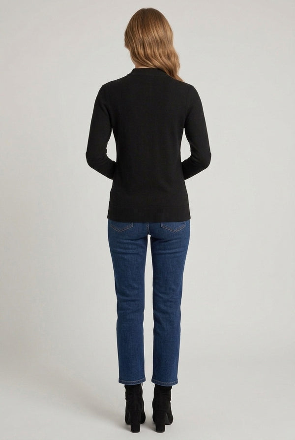 Black | Embellished High Neck Slim Fitted Jumper