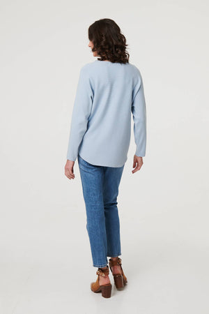 Blue | Sparkly Embellished Relaxed Jumper
