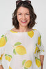 Yellow | Printed 3/4 Sleeve Knit Texture Top
