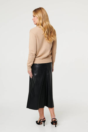 Beige | Floral Textured Detail Relaxed Jumper
