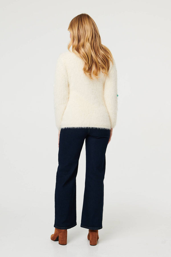 Beige | Soft Texture Polka Dot Detail Jumper
