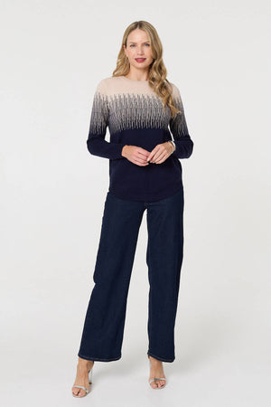 Navy | Sparkly Embellished Long Sleeve Jumper