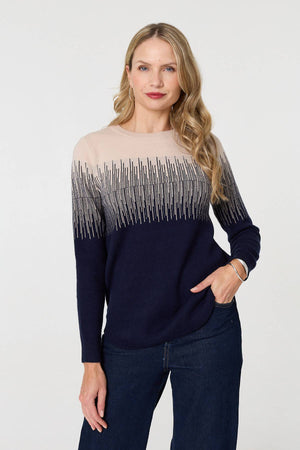 Navy | Sparkly Embellished Long Sleeve Jumper