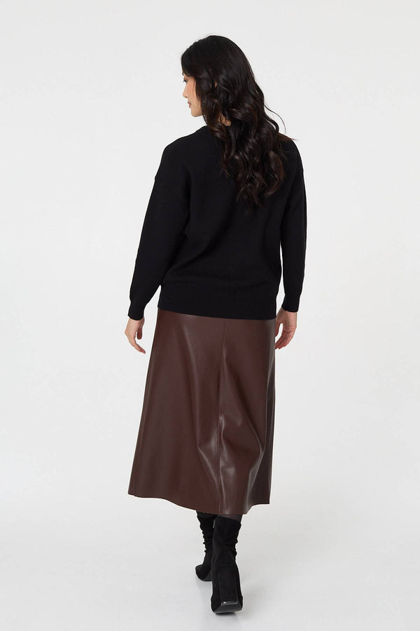 Black | Sequin Floral Embellished Relaxed Jumper
