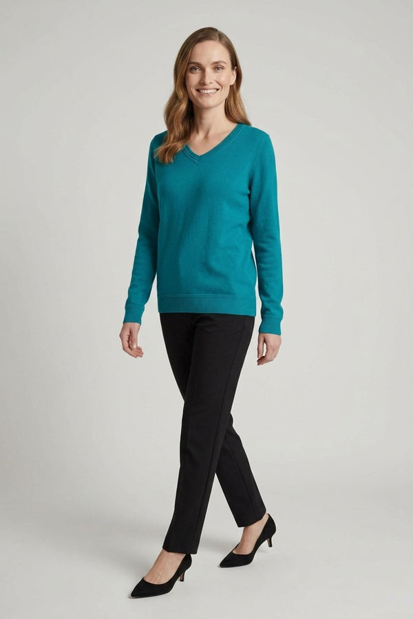 Blue | Slim Fit V-Neck Lightweight Jumper
