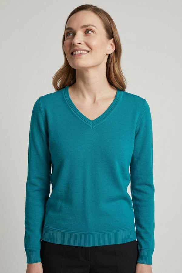 Blue | Slim Fit V-Neck Lightweight Jumper