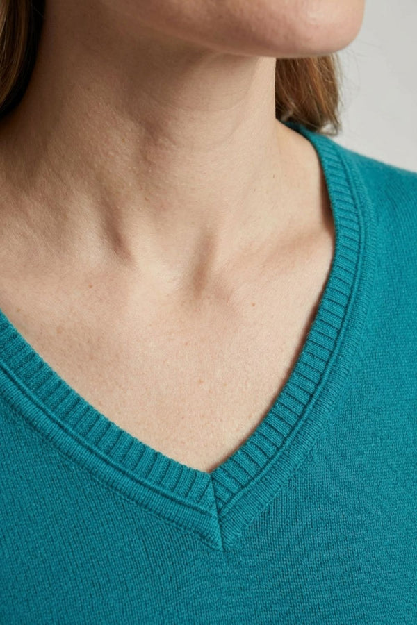 Blue | Slim Fit V-Neck Lightweight Jumper