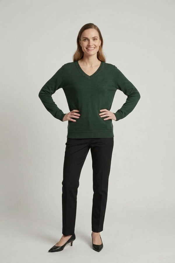 Green | Slim Fit V-Neck Lightweight Jumper