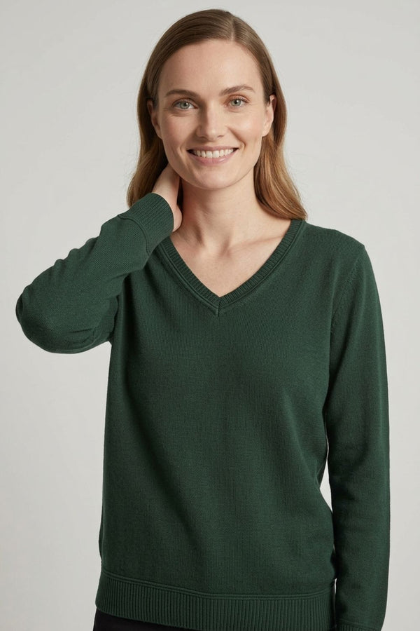 Green | Slim Fit V-Neck Lightweight Jumper
