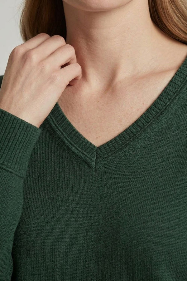 Green | Slim Fit V-Neck Lightweight Jumper