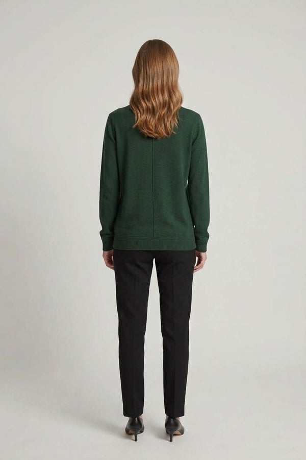 Green | Slim Fit V-Neck Lightweight Jumper