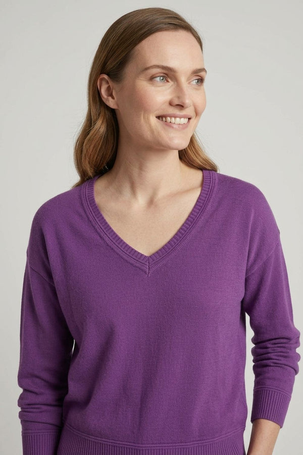 Purple | Slim Fit V-Neck Lightweight Jumper