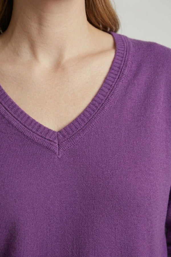 Purple | Slim Fit V-Neck Lightweight Jumper