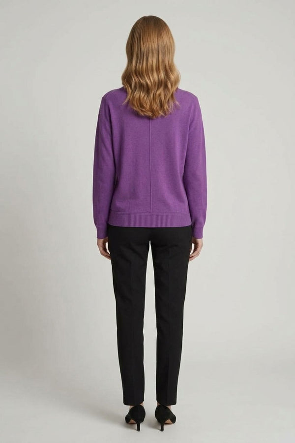 Purple | Slim Fit V-Neck Lightweight Jumper