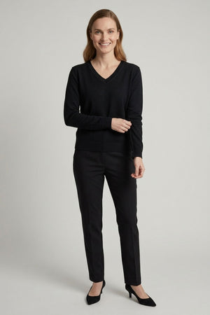 Black | Slim Fit V-Neck Lightweight Jumper