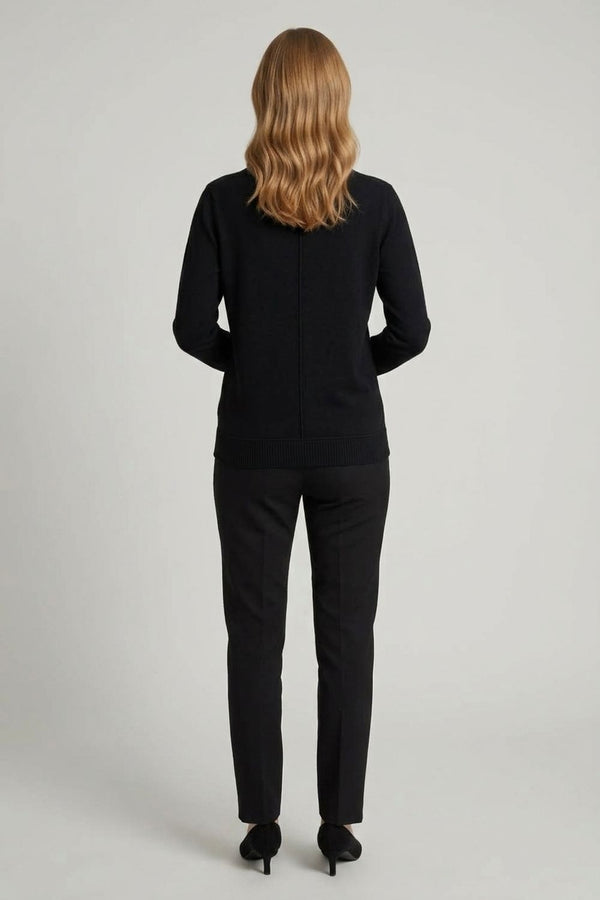 Black | Slim Fit V-Neck Lightweight Jumper