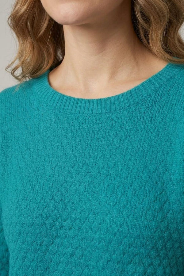 Blue | Textured Long Sleeve Relaxed Jumper