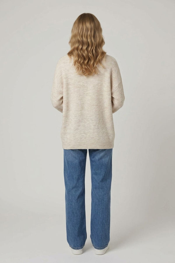 Cream | Floral Embellished Textured Jumper