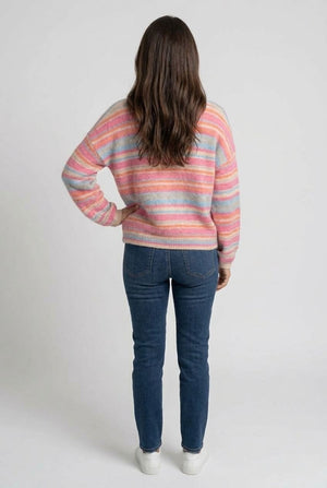 Pink | Striped Drop Shoulder Cropped Jumper