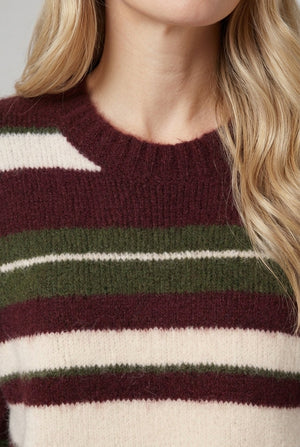 Burgundy | Striped Drop Shoulder Jumper