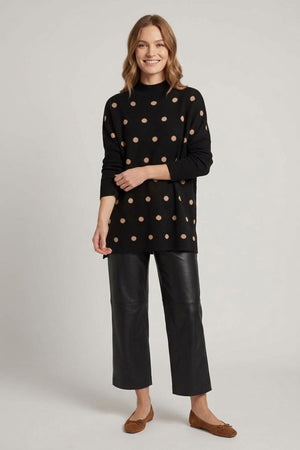 Black | Polka Dot Print Batwing Sleeve Jumper