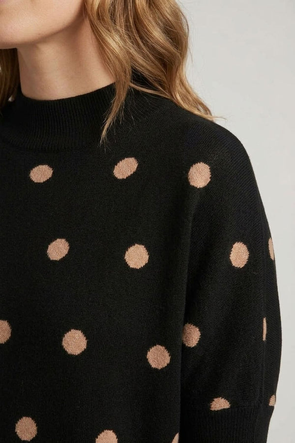 Black | Polka Dot Print Batwing Sleeve Jumper