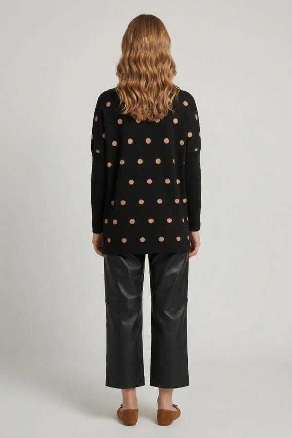 Black | Polka Dot Print Batwing Sleeve Jumper
