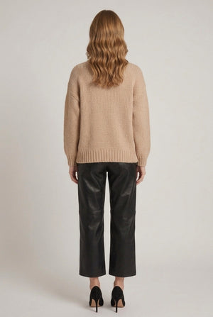 Beige | Floral Stitch Embellished Relaxed Jumper