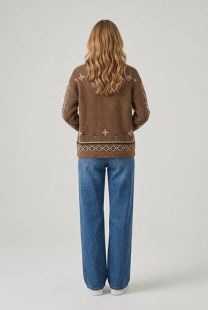 Brown | Aztec Print Relaxed Fit Jumper
