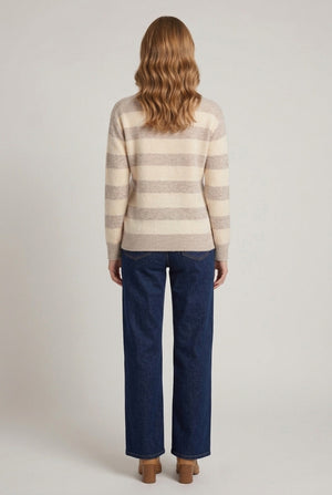 Beige | Striped Lightweight Drop Shoulder Jumper