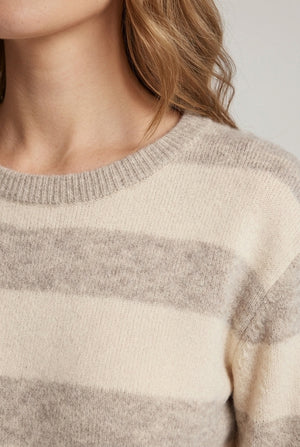 Beige | Striped Lightweight Drop Shoulder Jumper