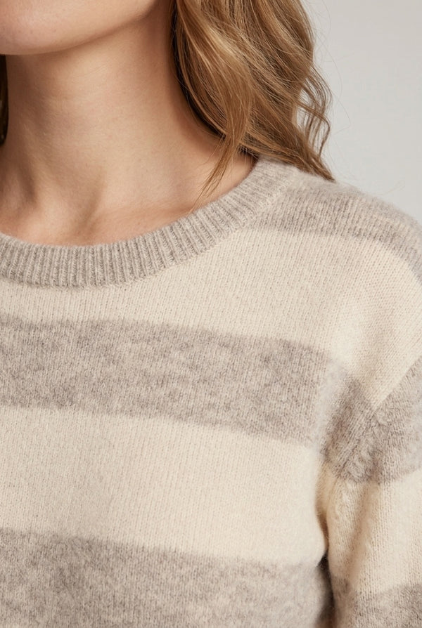 Beige | Striped Lightweight Drop Shoulder Jumper