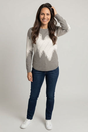 Grey | Abstract Beaded Curve Hem Jumper
