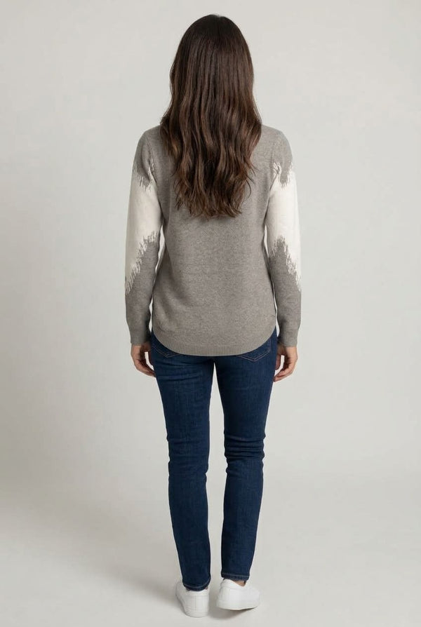 Grey | Abstract Beaded Curve Hem Jumper