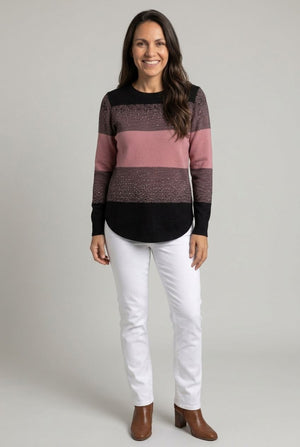 Black | Colour Block Sparkly Curve Hem Jumper