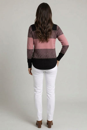 Black | Colour Block Sparkly Curve Hem Jumper