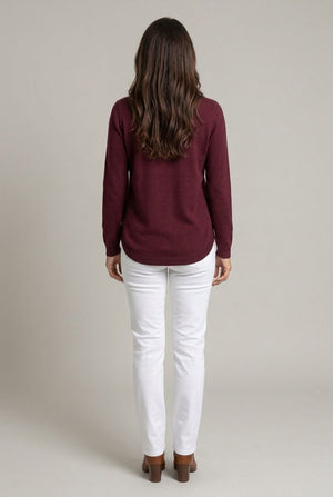 Burgundy | Abstract Sparkly Curve Hem Jumper