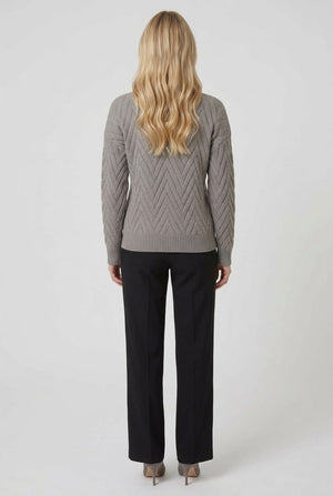 Grey | Chevron Texture Mandarin Collar Jumper