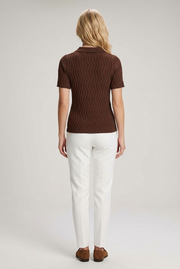 Brown | Chevron Texture Short Sleeve Knit Shirt