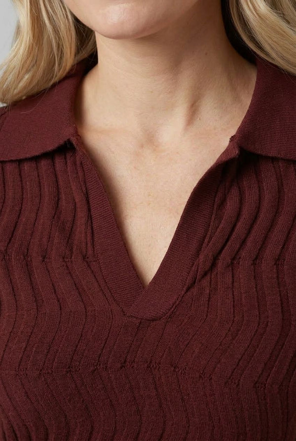 Brown | Chevron Texture Short Sleeve Knit Shirt
