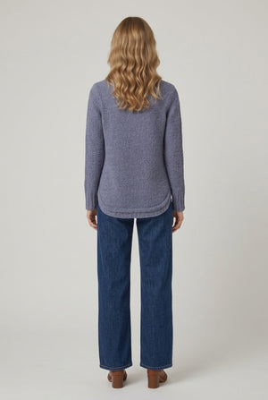 Blue | Textured Relaxed Long Sleeve Jumper