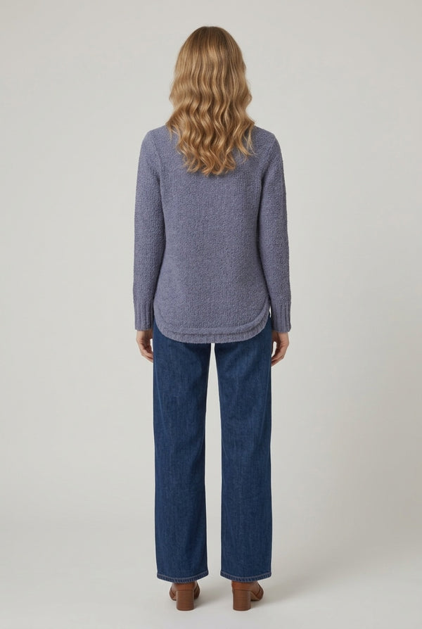 Blue | Textured Relaxed Long Sleeve Jumper