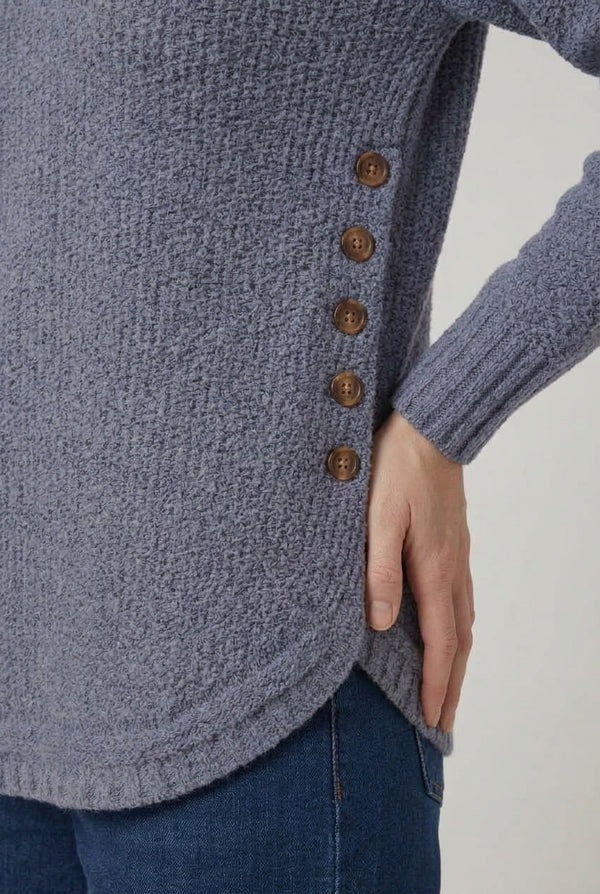 Blue | Textured Relaxed Long Sleeve Jumper