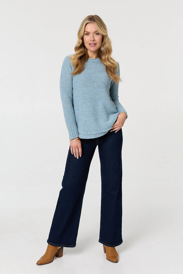 Light Blue | Textured Relaxed Long Sleeve Jumper