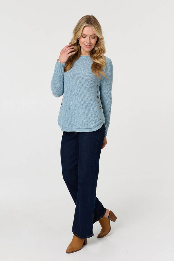 Light Blue | Textured Relaxed Long Sleeve Jumper