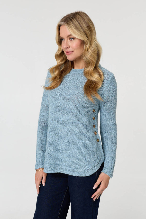 Light Blue | Textured Relaxed Long Sleeve Jumper