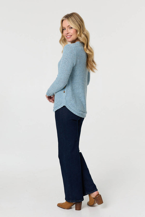 Light Blue | Textured Relaxed Long Sleeve Jumper